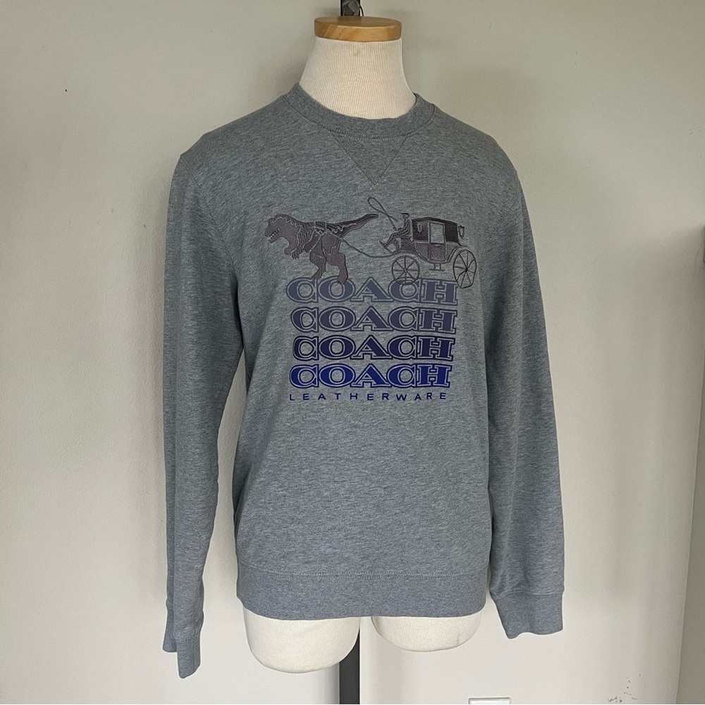 Coach Men's Gray Dinosaur Print Sweatshirt Size Small
